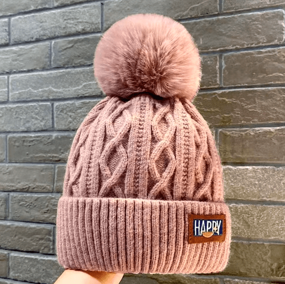 Thick Knit Winter Pom Beanie Hat - Hautefull