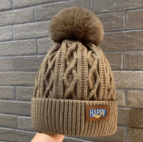 Thick Knit Winter Pom Beanie Hat - Hautefull