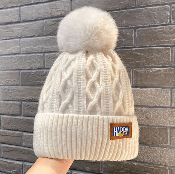 Thick Knit Winter Pom Beanie Hat - Hautefull