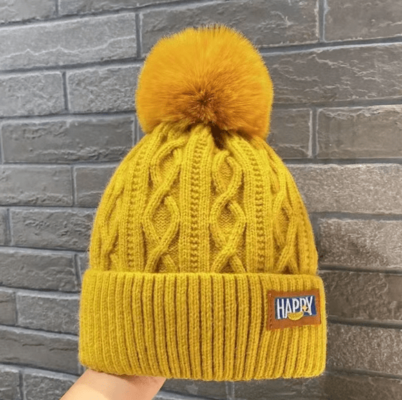 Thick Knit Winter Pom Beanie Hat - Hautefull