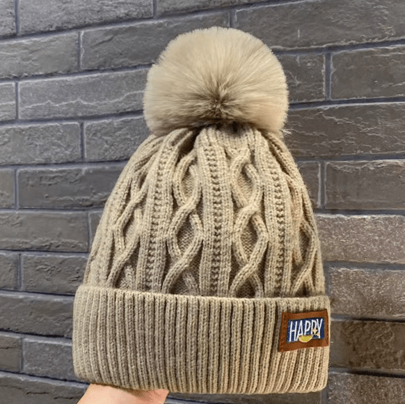 Thick Knit Winter Pom Beanie Hat - Hautefull