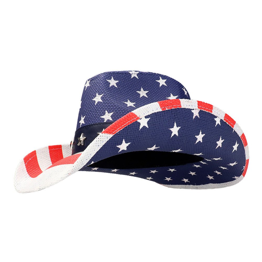 USA Flag Star Stud Cowboy Hat - Hautefull