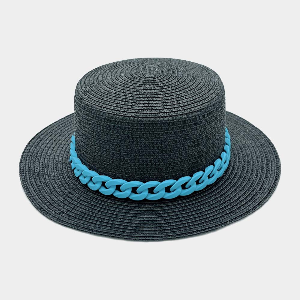 Vibrant Chain Detail Panama Sun Hat - Hautefull