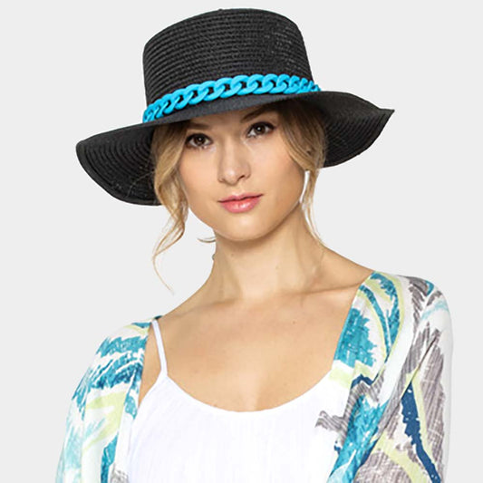 Vibrant Chain Detail Panama Sun Hat - Hautefull