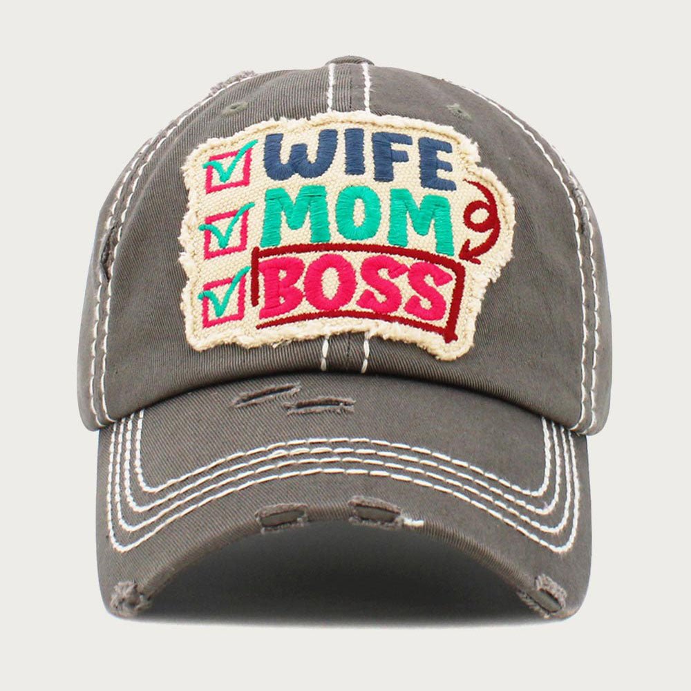 Vintage "Wife Mom Boss" Baseball Cap - Hautefull
