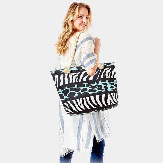 Wild Stripes Zebra Print Beach Bag - Hautefull
