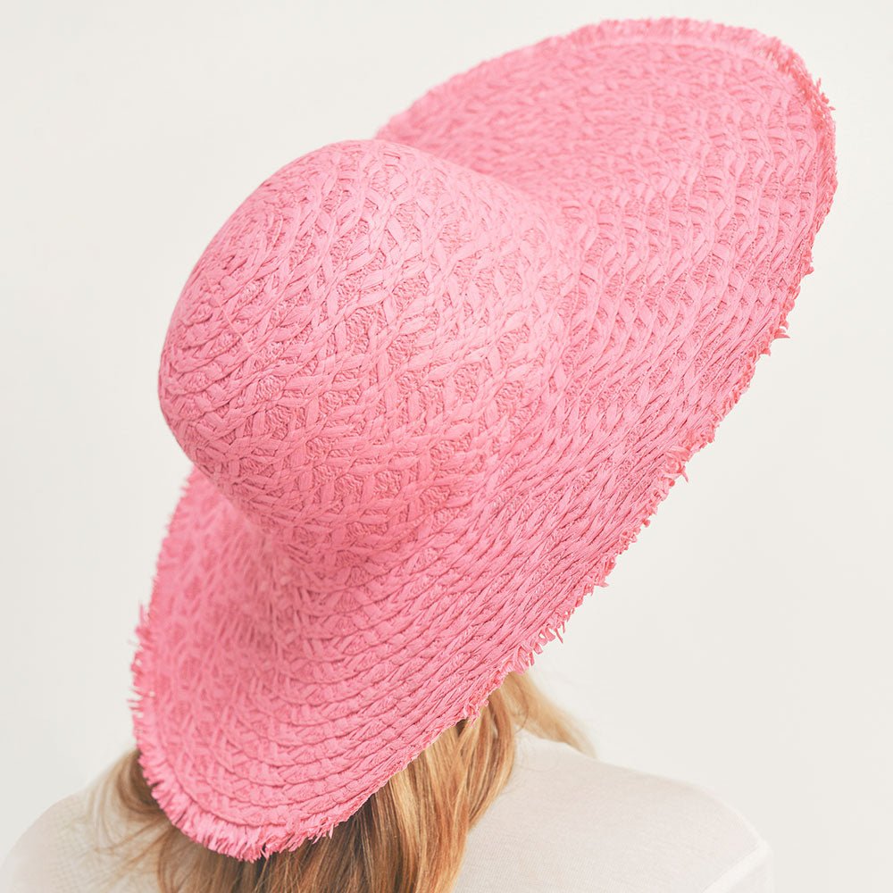 Women's Wavy Brim Embroidered Straw Hat - Hautefull