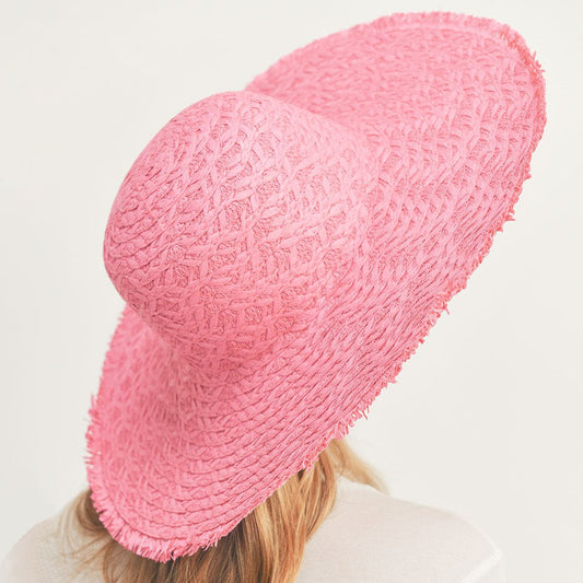 Women's Wavy Brim Embroidered Straw Hat - Hautefull