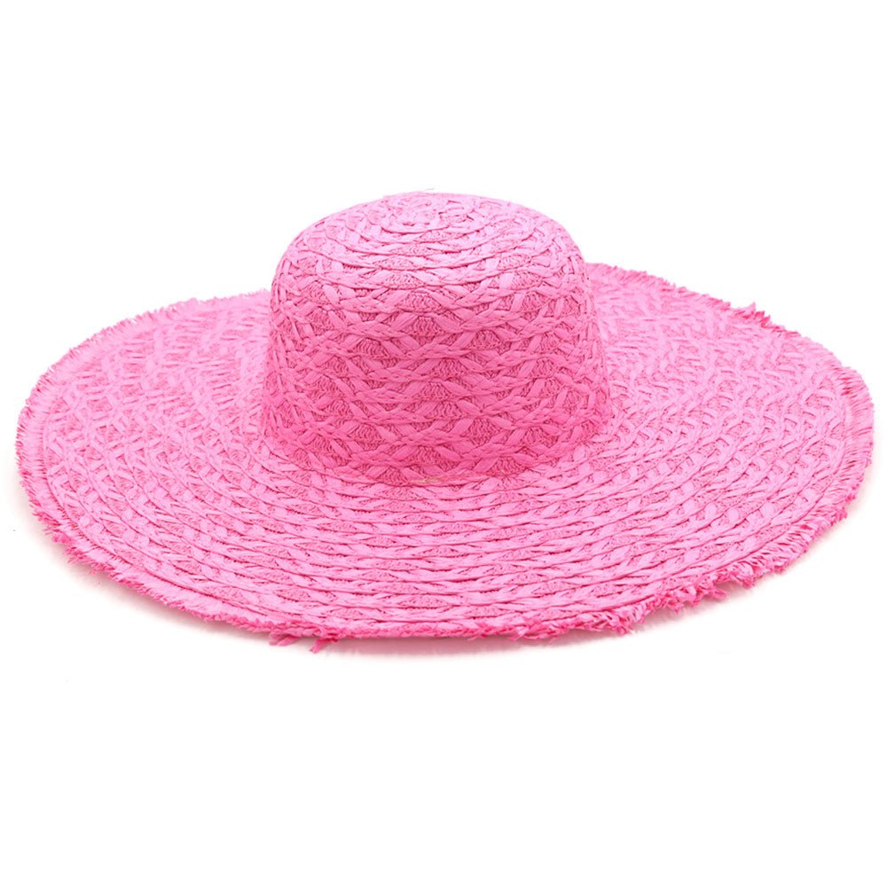 Women's Wavy Brim Embroidered Straw Hat - Hautefull