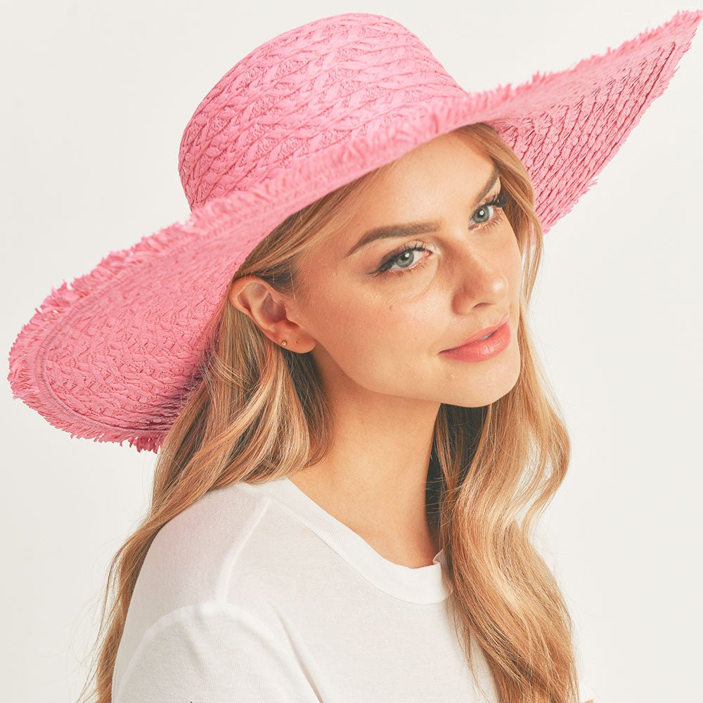 Women's Wavy Brim Embroidered Straw Hat - Hautefull