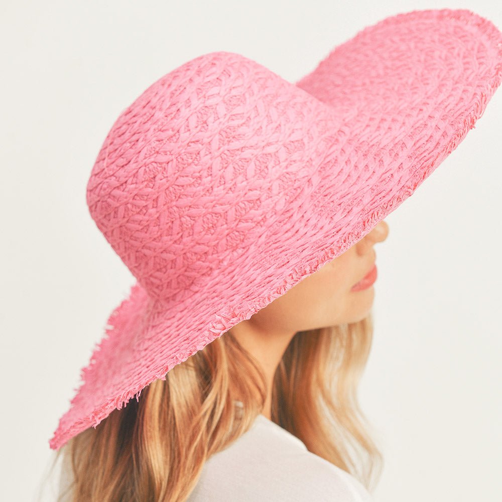 Women's Wavy Brim Embroidered Straw Hat - Hautefull