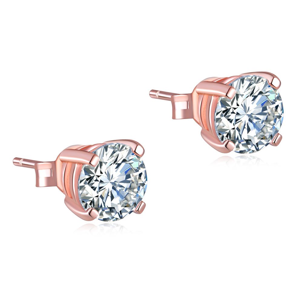 1 Ct Created Diamond Rose Sterling Silver Earrings - Hautefull