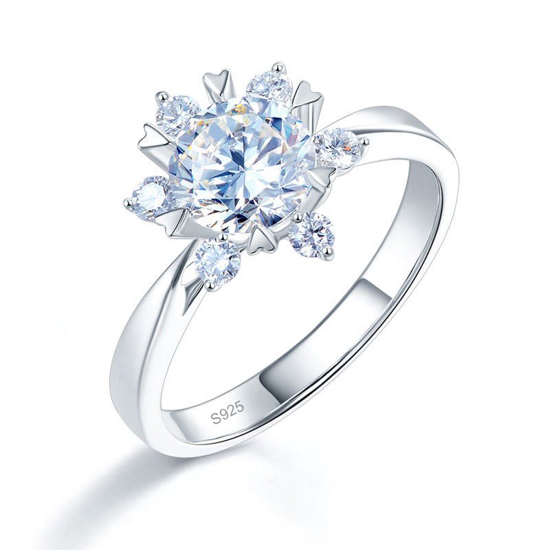 1 Ct Floral Moissanite Diamond Engagement Ring - Hautefull