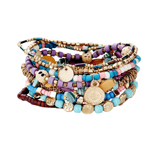 10PC Boho Beaded Charm Bracelet - Hautefull