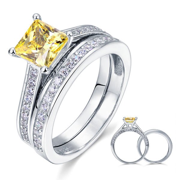 1.5 Carat Princess Cut Wedding Engagement Ring Set - Hautefull