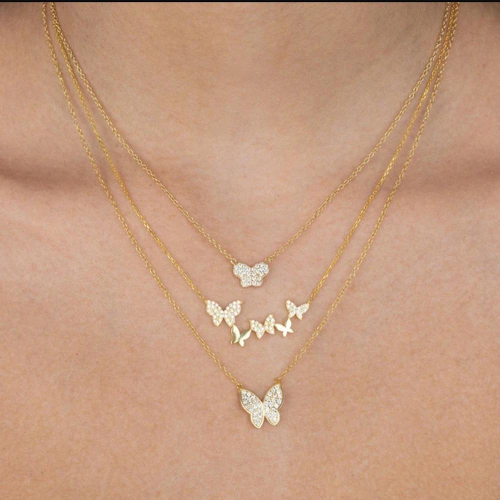 18k Gold Plated Butterfly Clavicle Necklace - Hautefull