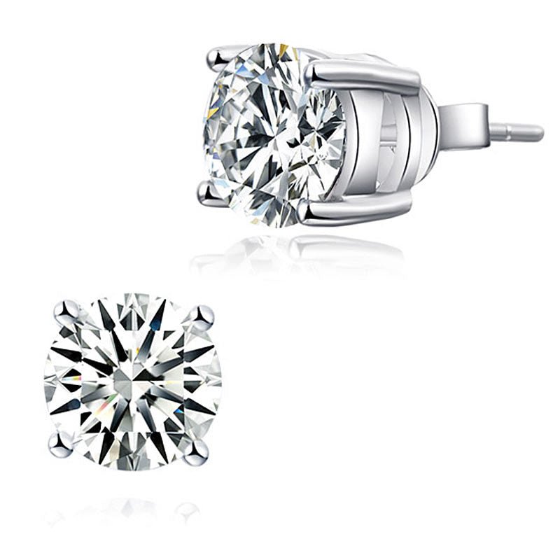 1ct Lab Created 925 Silver Stud Earrings - Hautefull