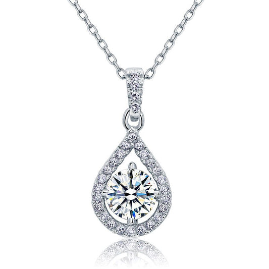 1ct Lab Created Sterling Silver Pendant Necklace - Hautefull