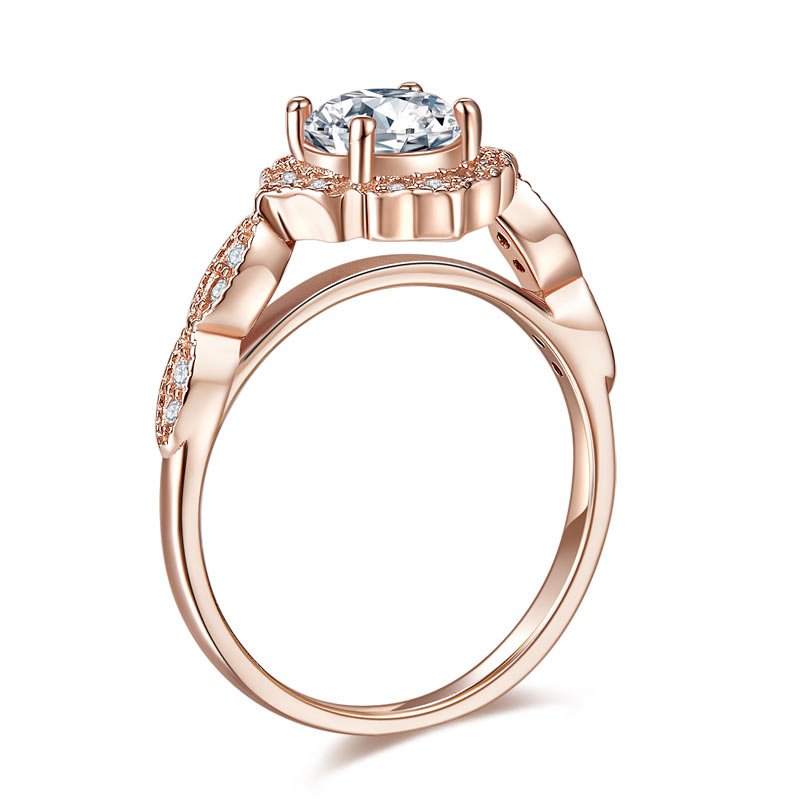 1ct Rose Gold 925 Sterling Silver Ring - Hautefull