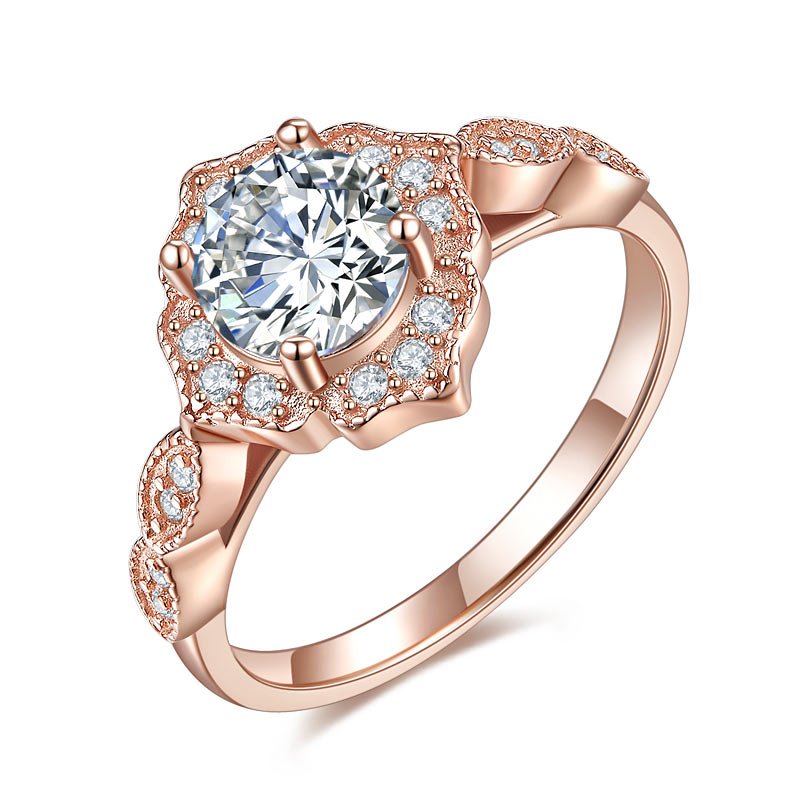 1ct Rose Gold 925 Sterling Silver Ring - Hautefull