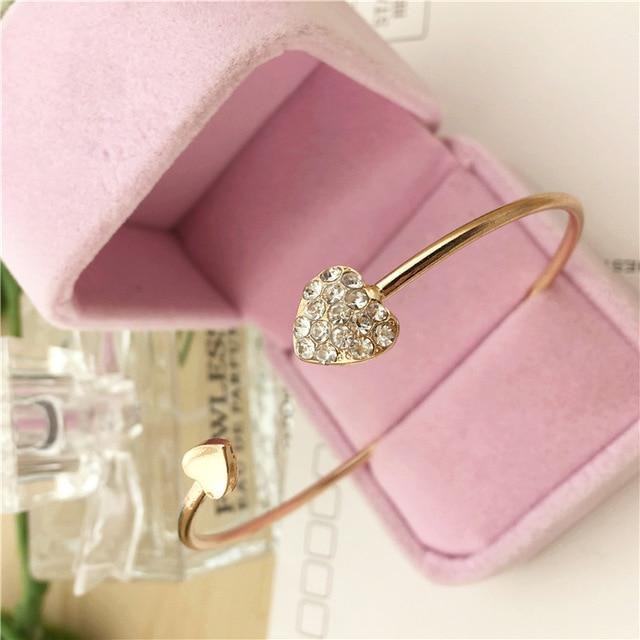 Adjustable Heart Bangle Bracelet for Women - Hautefull