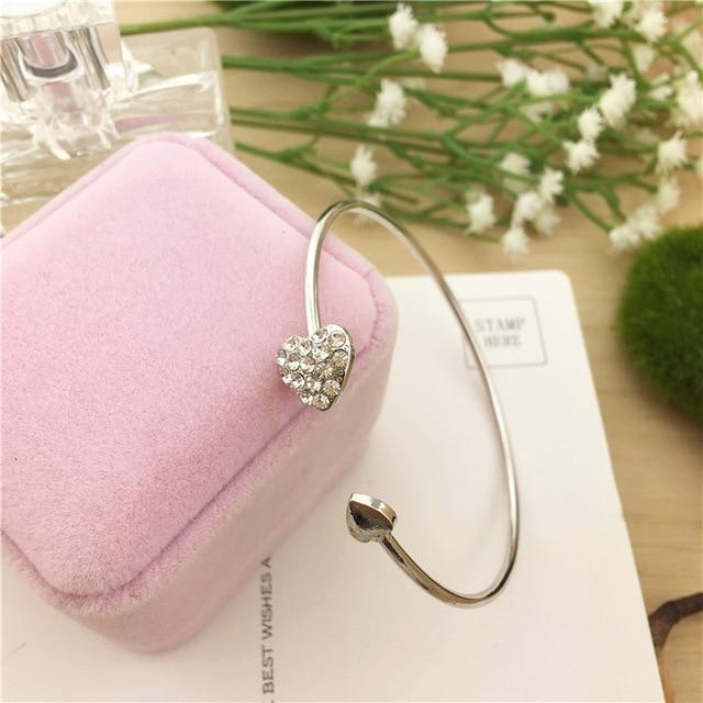 Adjustable Heart Bangle Bracelet for Women - Hautefull