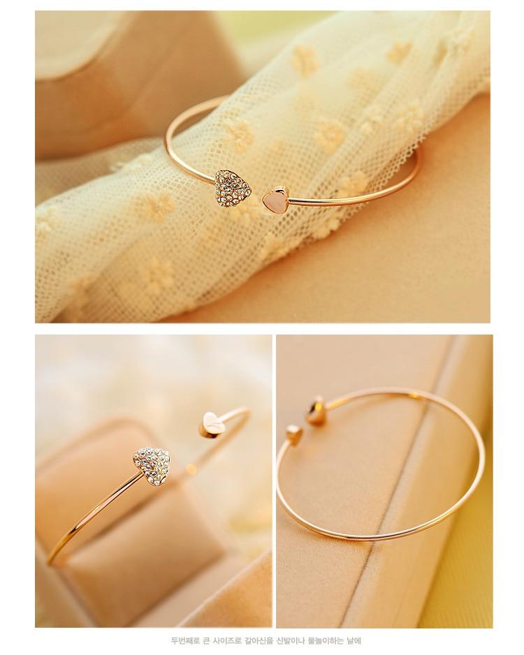 Adjustable Heart Bangle Bracelet for Women - Hautefull