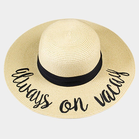 'Always on Vacay' Straw Floppy Sun Hat - Hautefull