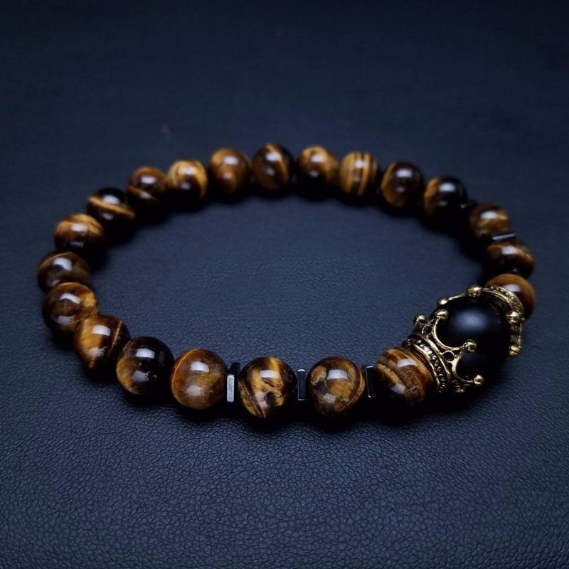 Antique Tiger Eye Beaded Bracelet for Men - Hautefull