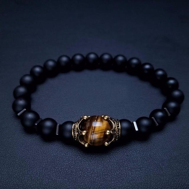 Antique Tiger Eye Beaded Bracelet for Men - Hautefull