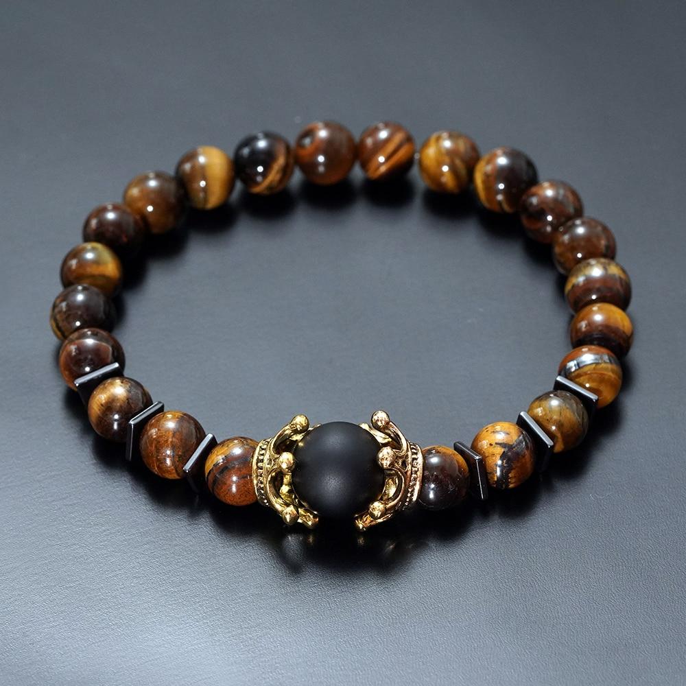 Antique Tiger Eye Beaded Bracelet for Men - Hautefull