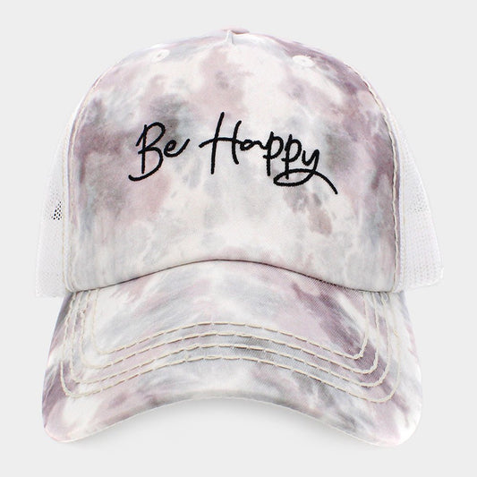"Be Happy" Tie Dye Baseball Cap - Hautefull
