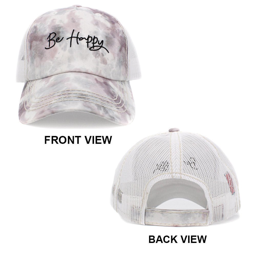 "Be Happy" Tie Dye Baseball Cap - Hautefull