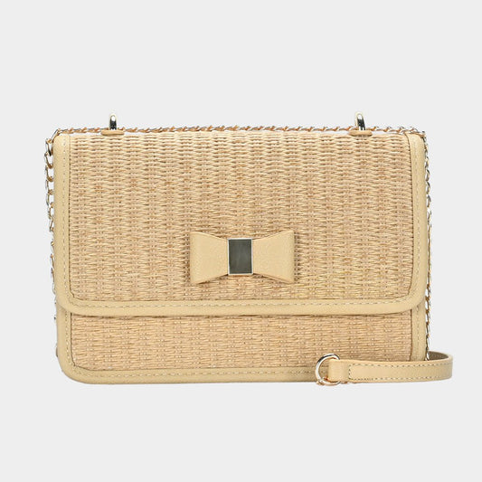 Bow Straw Crossbody Bag - Hautefull