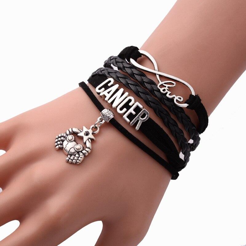 Braided Zodiac Sign Charm Bracelet Leather - Hautefull