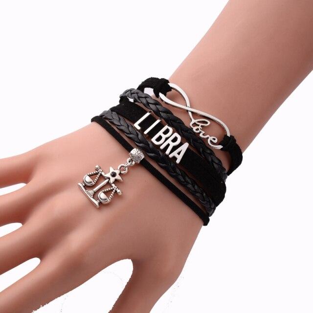 Braided Zodiac Sign Charm Bracelet Leather - Hautefull