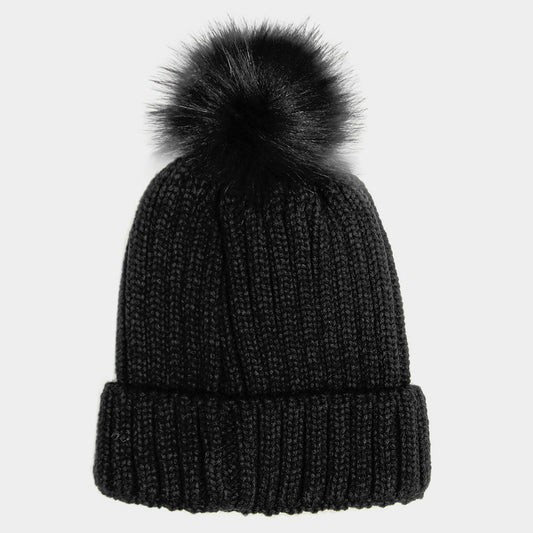 Cable Knit Pom Pom Beanie Hat - Hautefull