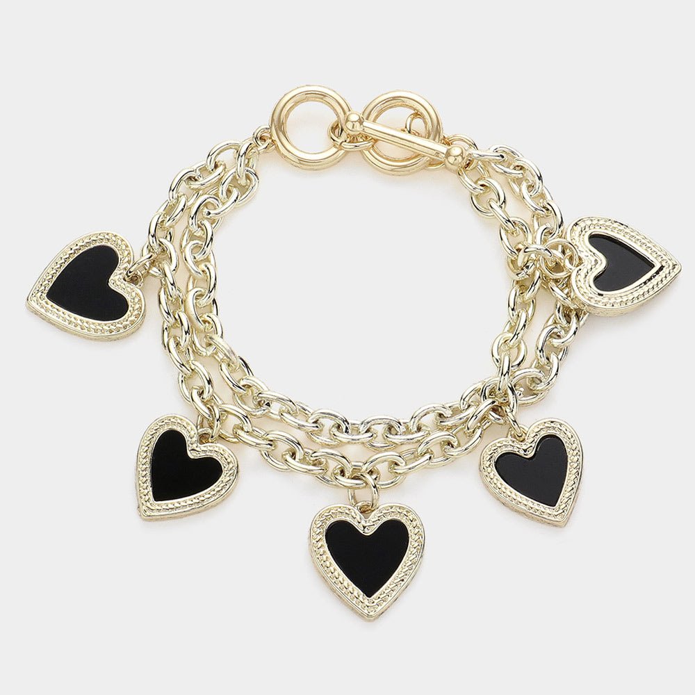 Chain Link Heart Charm Bracelet - Hautefull