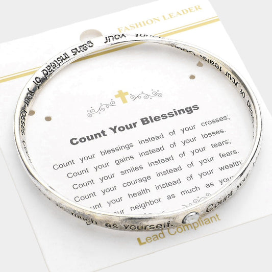 "Count Your Blessings" Inspirational Bangle Bracelet - Hautefull