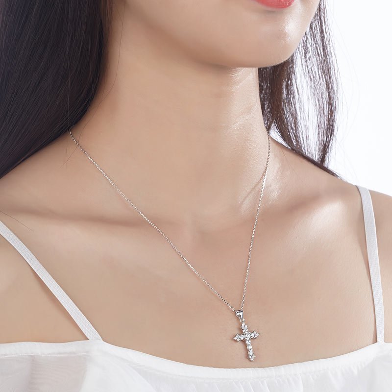 Cross Pendant Necklace Sterling Silver - Hautefull