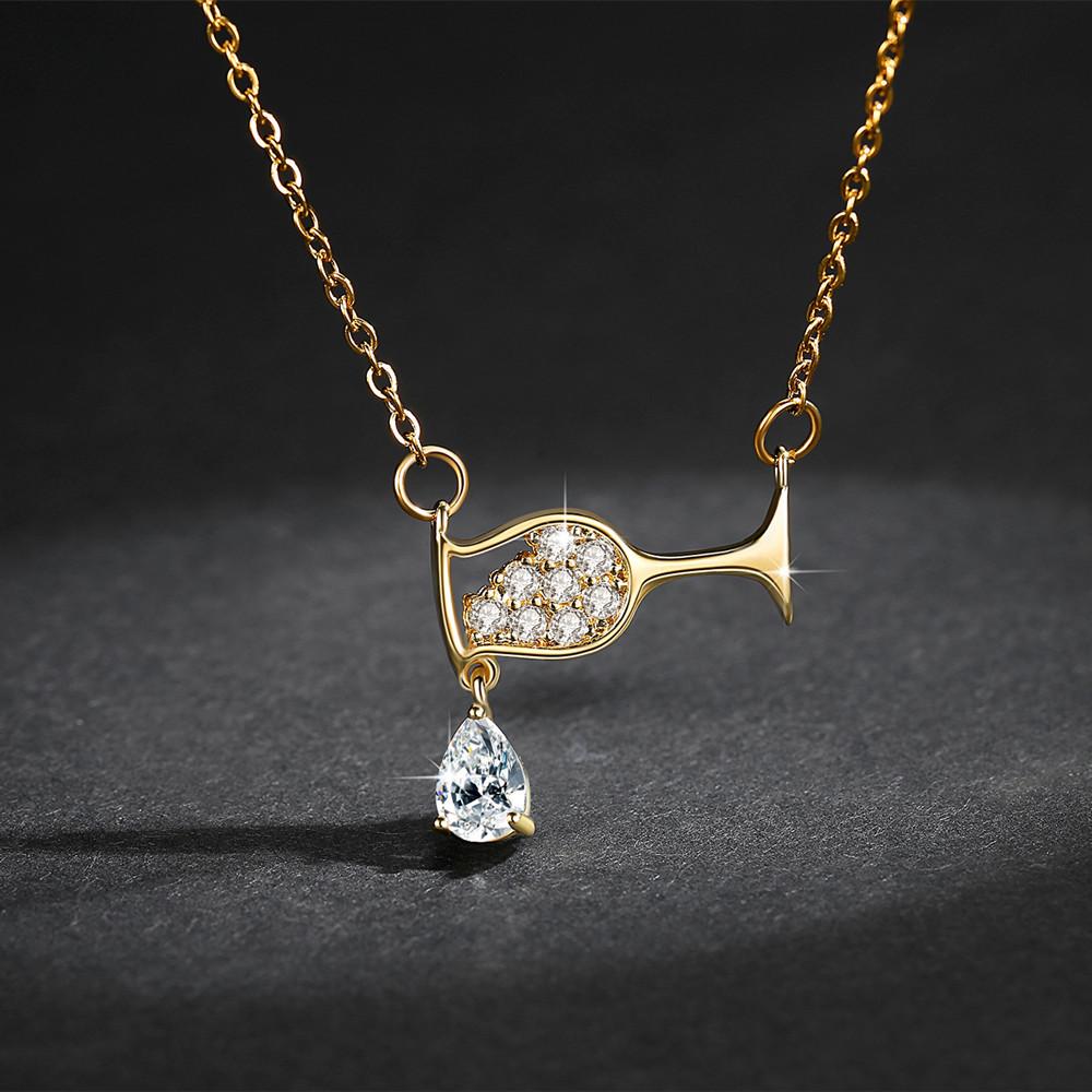 Crystal Wine Drop Pendant Necklace - Hautefull