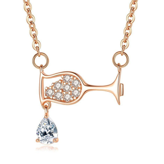 Crystal Wine Drop Pendant Necklace - Hautefull