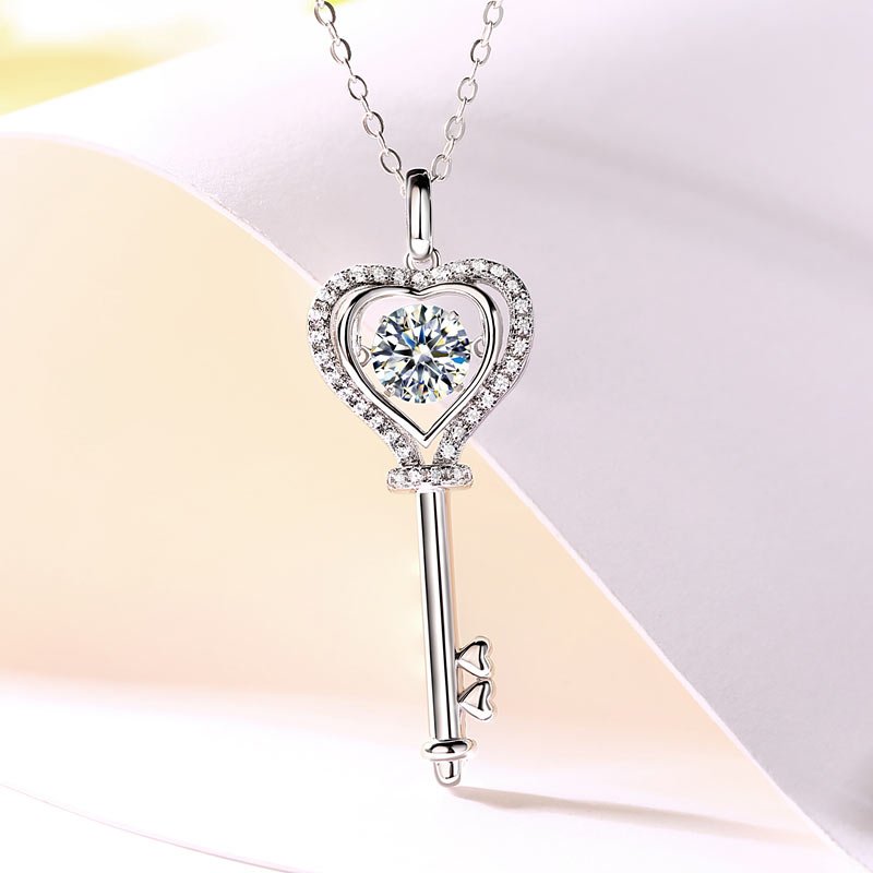 Dancing Moissanite Diamond Key Necklace - Hautefull