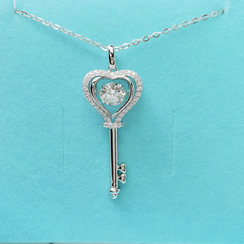 Dancing Moissanite Diamond Key Necklace - Hautefull