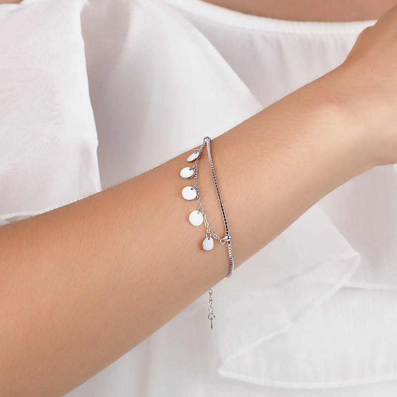 Dangling Charms Sterling Silver Chain Bracelet - Hautefull