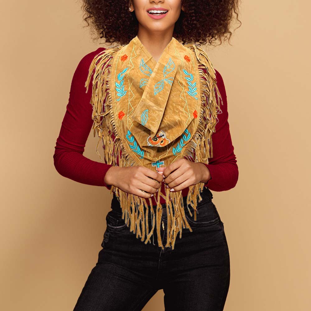 Day of the Dead Suede Fringe Scarf - Hautefull