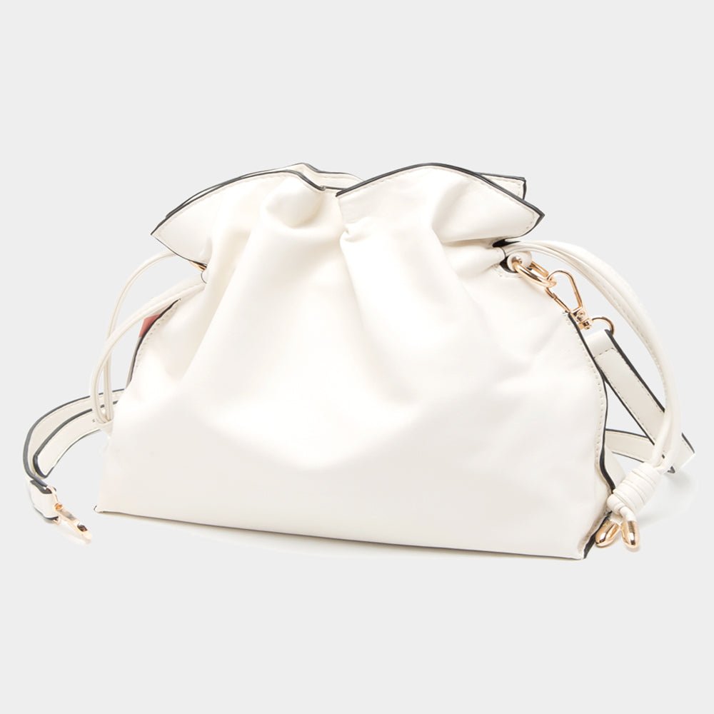 Drawstring Faux Leather Bucket Bag - Hautefull