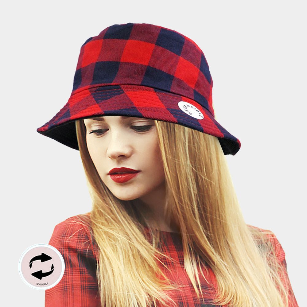 Dual-Sided Check Pattern Bucket Hat - Hautefull