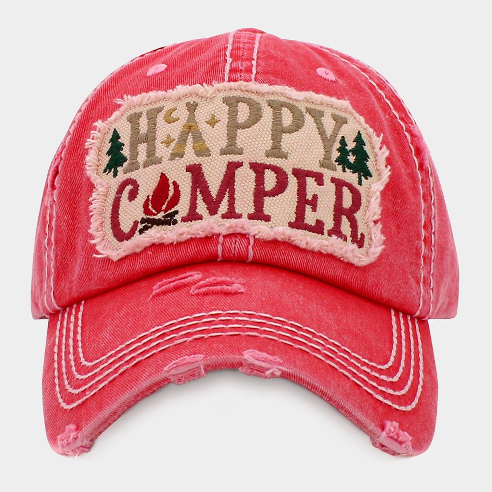 Embroidered Happy Camper Baseball Cap - Hautefull