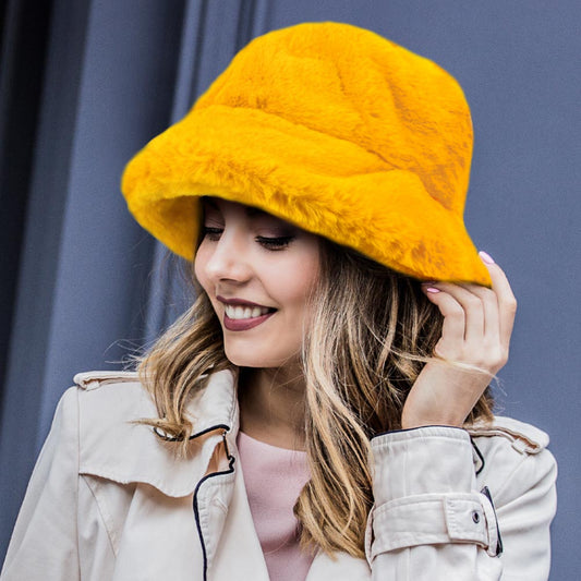 Faux Fur Bucket Hat for Cold Weather - Hautefull